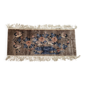 Tapis luxueux 100 % soie/Chine/Fait à la main/Motif de grue/années 1950