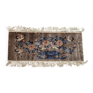 Luxurious Rug 100% SILK/China/Hand-Tied/Crane Motif/1950s