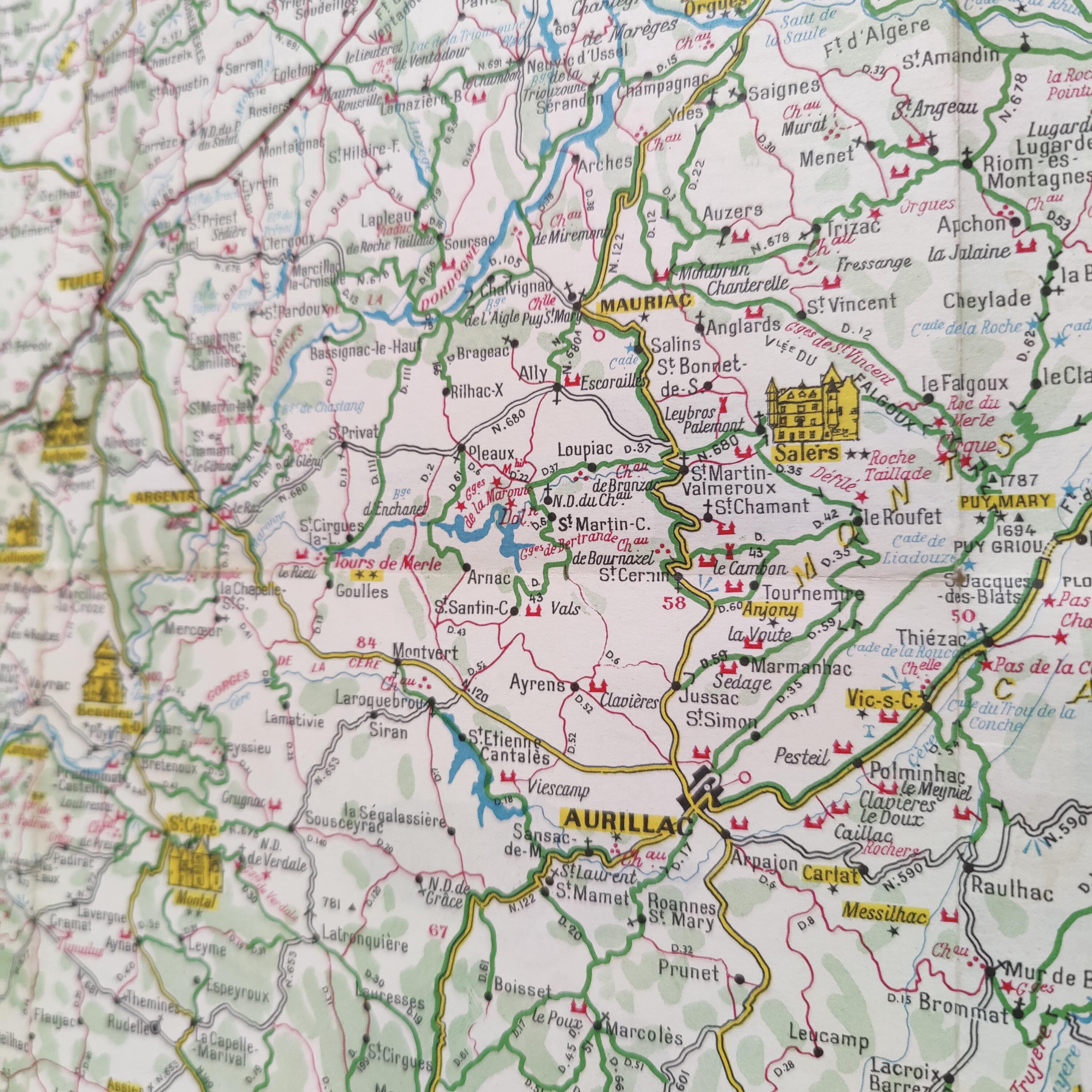 Map Shell Auvergne Cévennes 1959