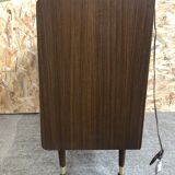 Meuble hifi prinz bois avec porte intérieur capitonné & verre audio vintage