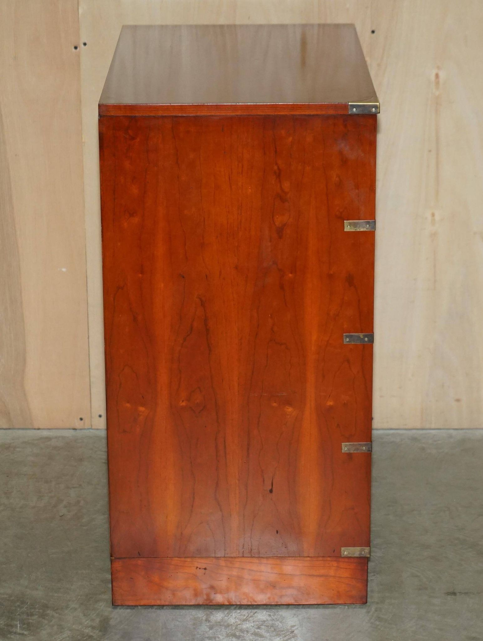 Vintage Military Campaign style chest of drawers in golden oak