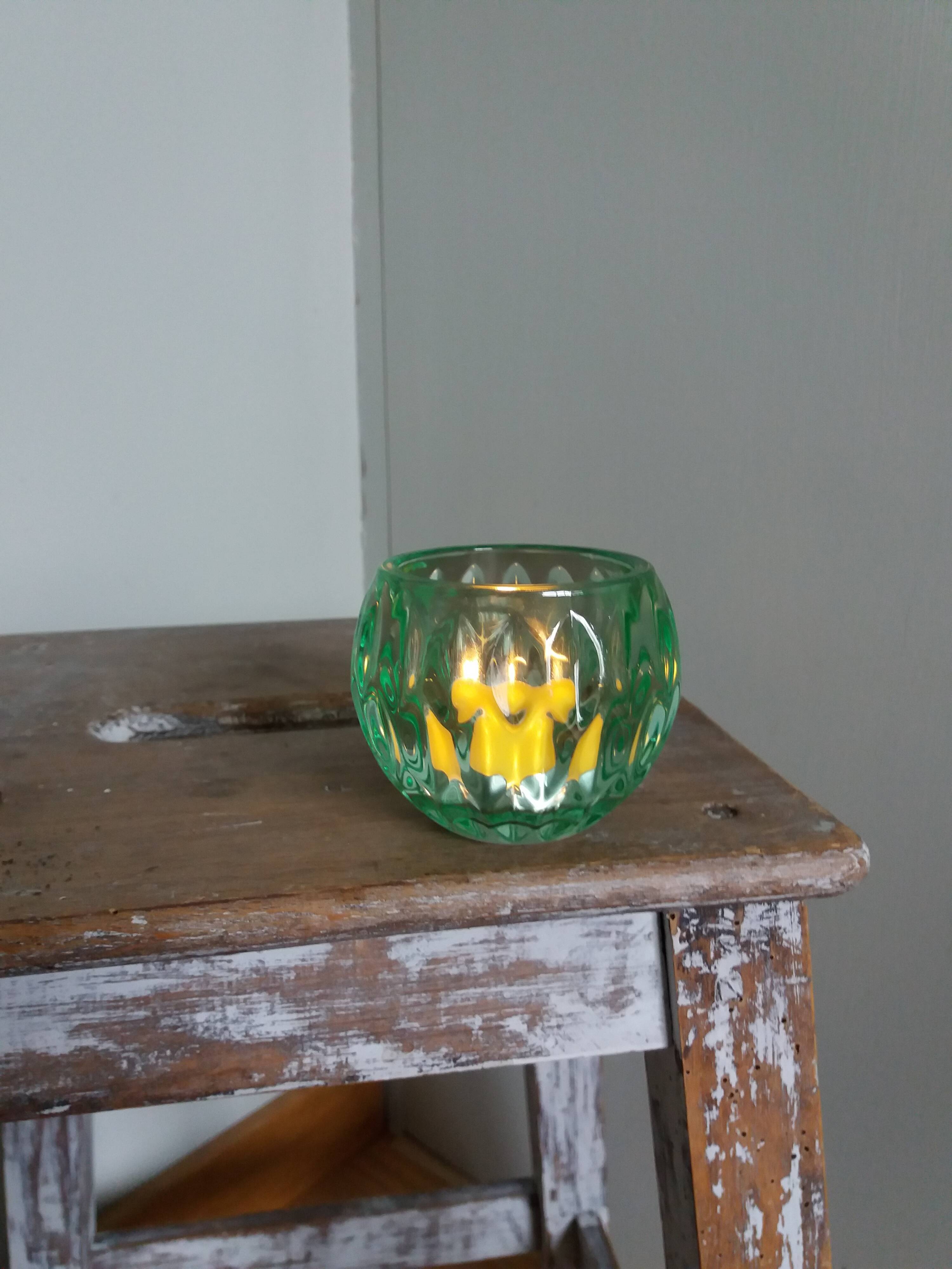 Bougeoir photophore verre vert