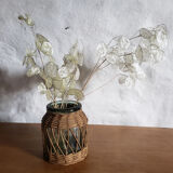 Glass and rattan vase