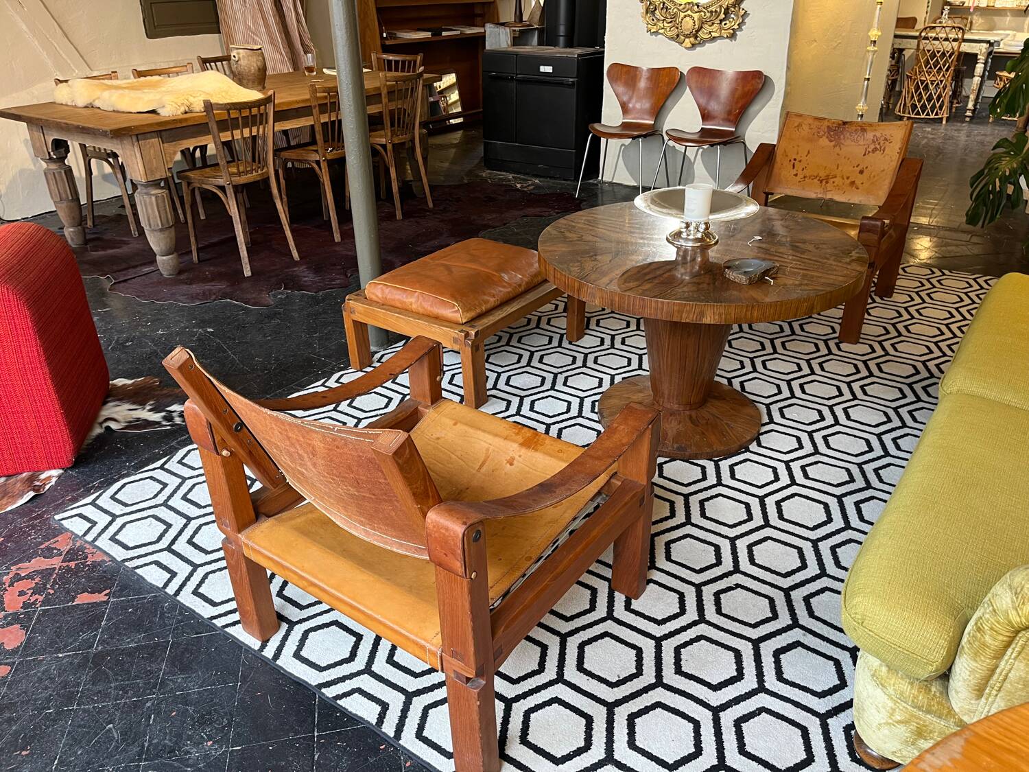 Pair of armchairs and a footrest Pierre Chapo 1960