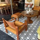 Paire de fauteuils et un repose pied Pierre Chapo 1960