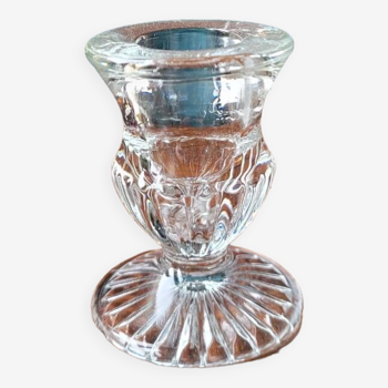 Tall molded glass candle holder