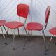 4 vintage Lafargue kitchen chairs in faux leather and chrome