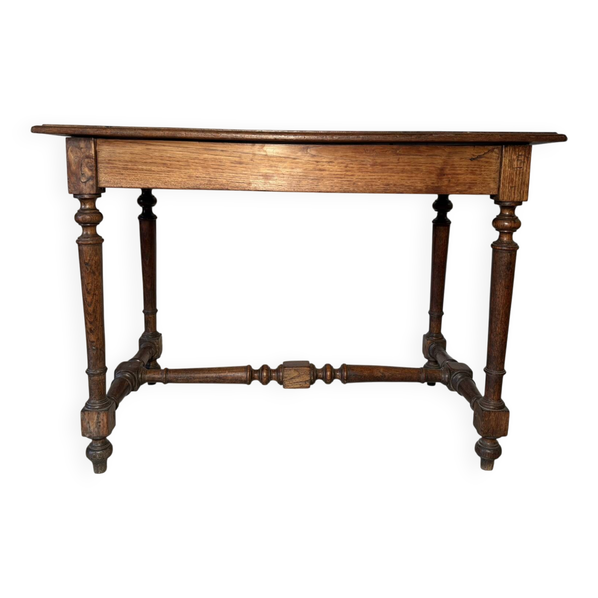 Antique solid wood table with turned legs