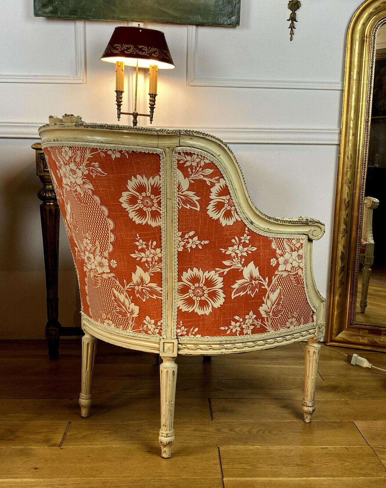 Two shepherdesses in moulded wood and carved Louis XVI style