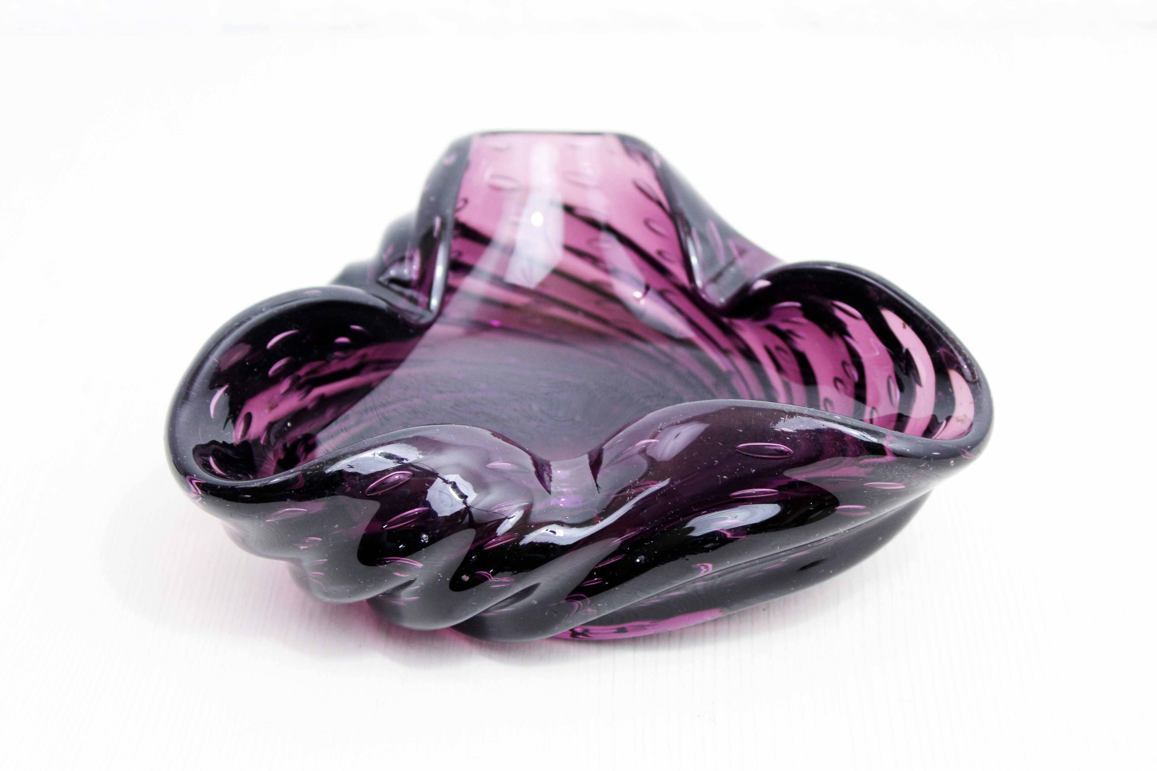 Purple murano glass ashtray