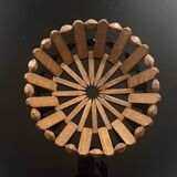 geometric olive wood basket, France 1970