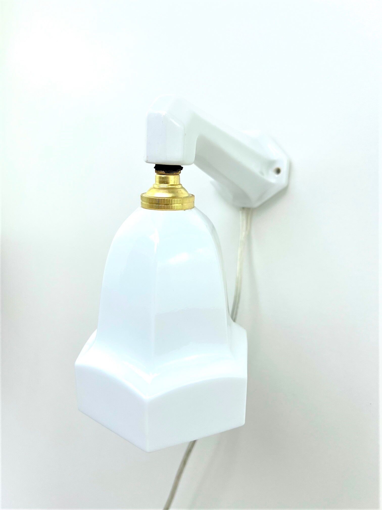wall lamp old bathroom 1930 1940 opaline and porcelain legrand