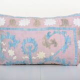 12" x 20" tashkent suzani bench pillow case made from a 19th century suzani - purple bedding lumbar