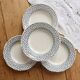 4 vintage Gien deep plates – Ivory earthenware with blue flowers