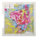 Old map of France, the Massif Central in 1950, 43x43cm.