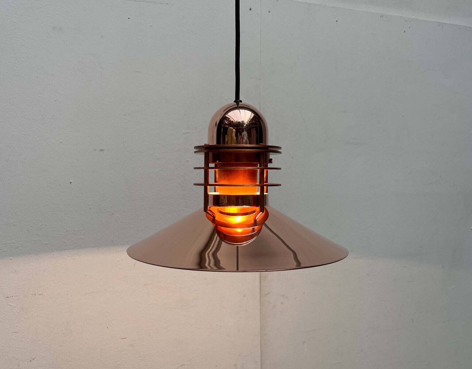 Vintage Copper Pendant Lamp Nyhavn by Alfred Homann and Ole V. Kjær for Louis Poulsen, 1980s