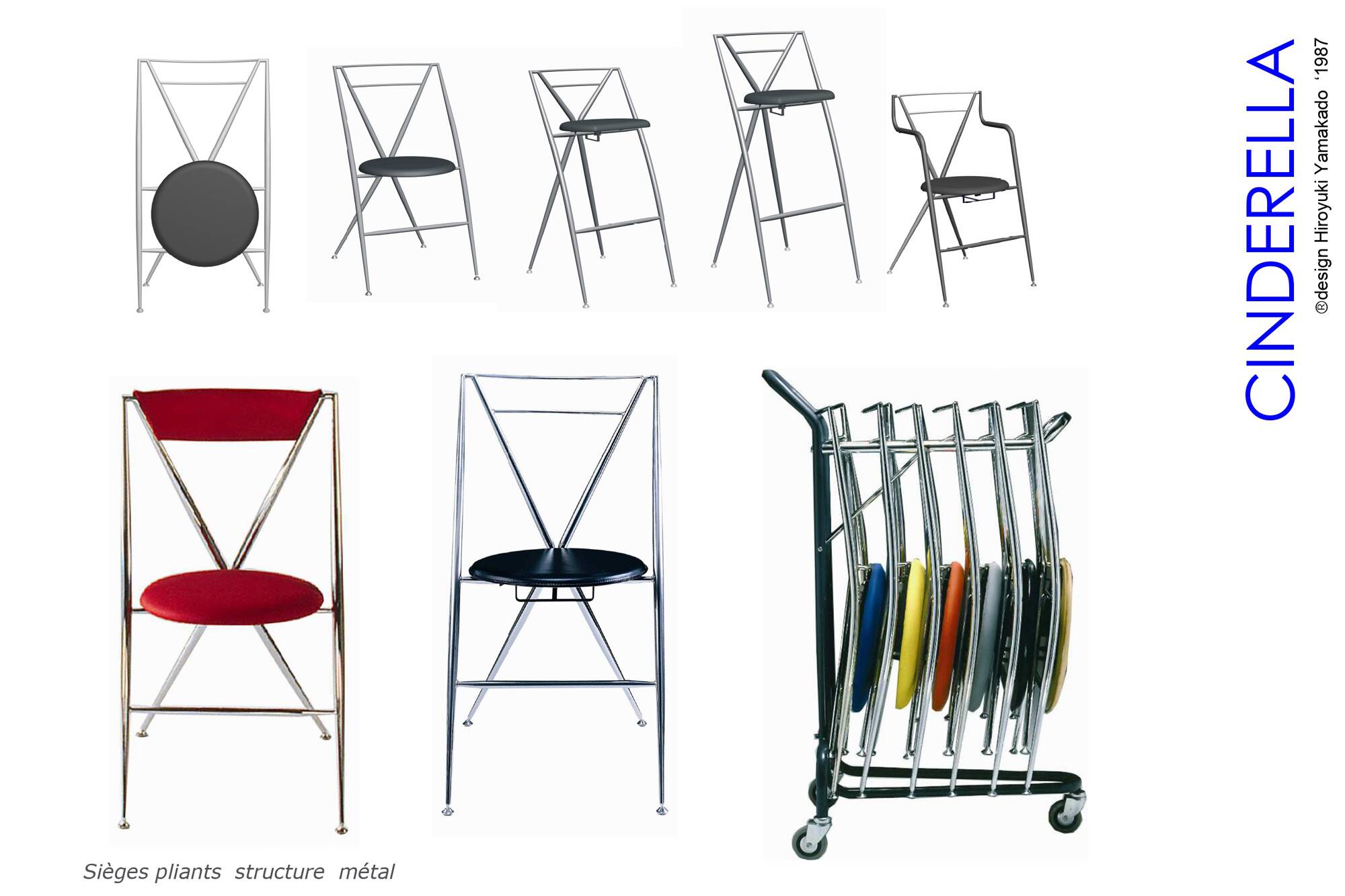 Cinderella folding chair pair by Yamakato, 1980s.