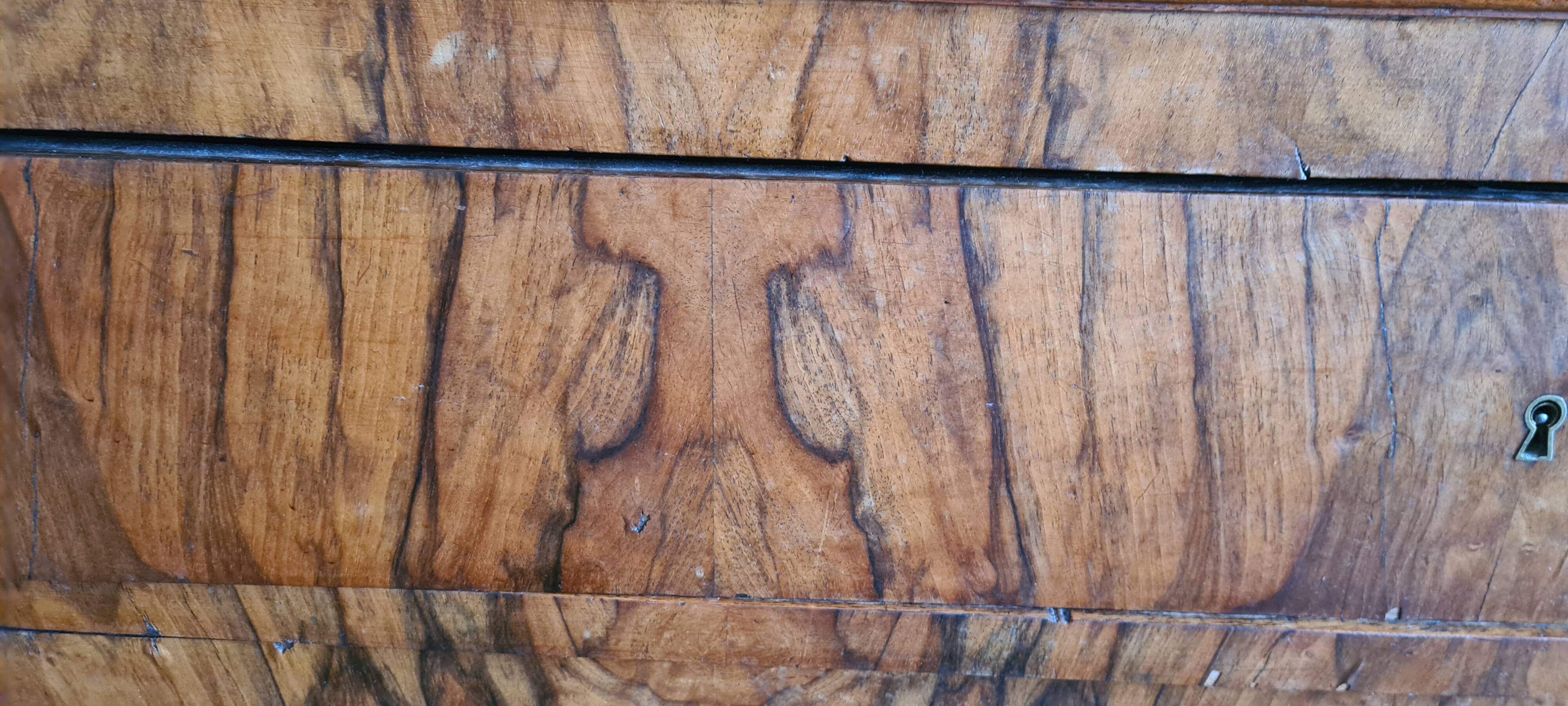 Louis Philippe walnut commode from the 19th century + grey Saint-Anne marble