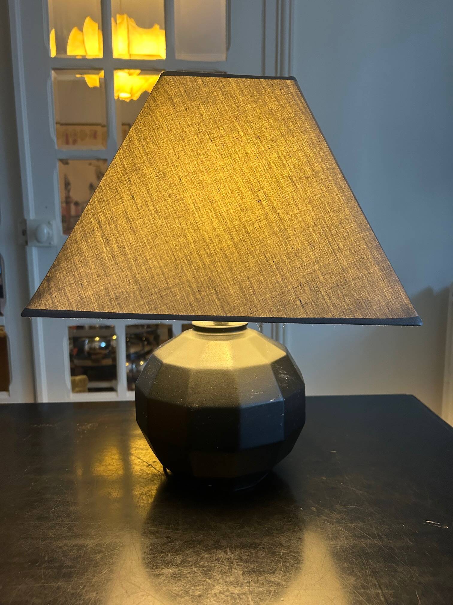 black ceramic lamp from the 80s