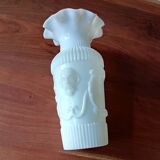 Antique vase in large white fairground opaline, vintage France