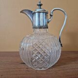 Cut crystal carafe and silver-plated metal