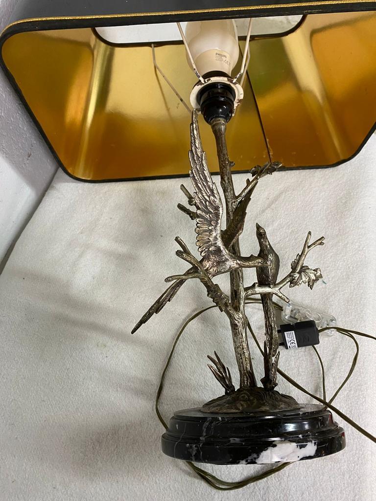Vintage table lamp S Agudo, marble & silver metal
