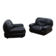 Pair of Mobil Girgi Sapporo armchairs black leather Italy 1970s