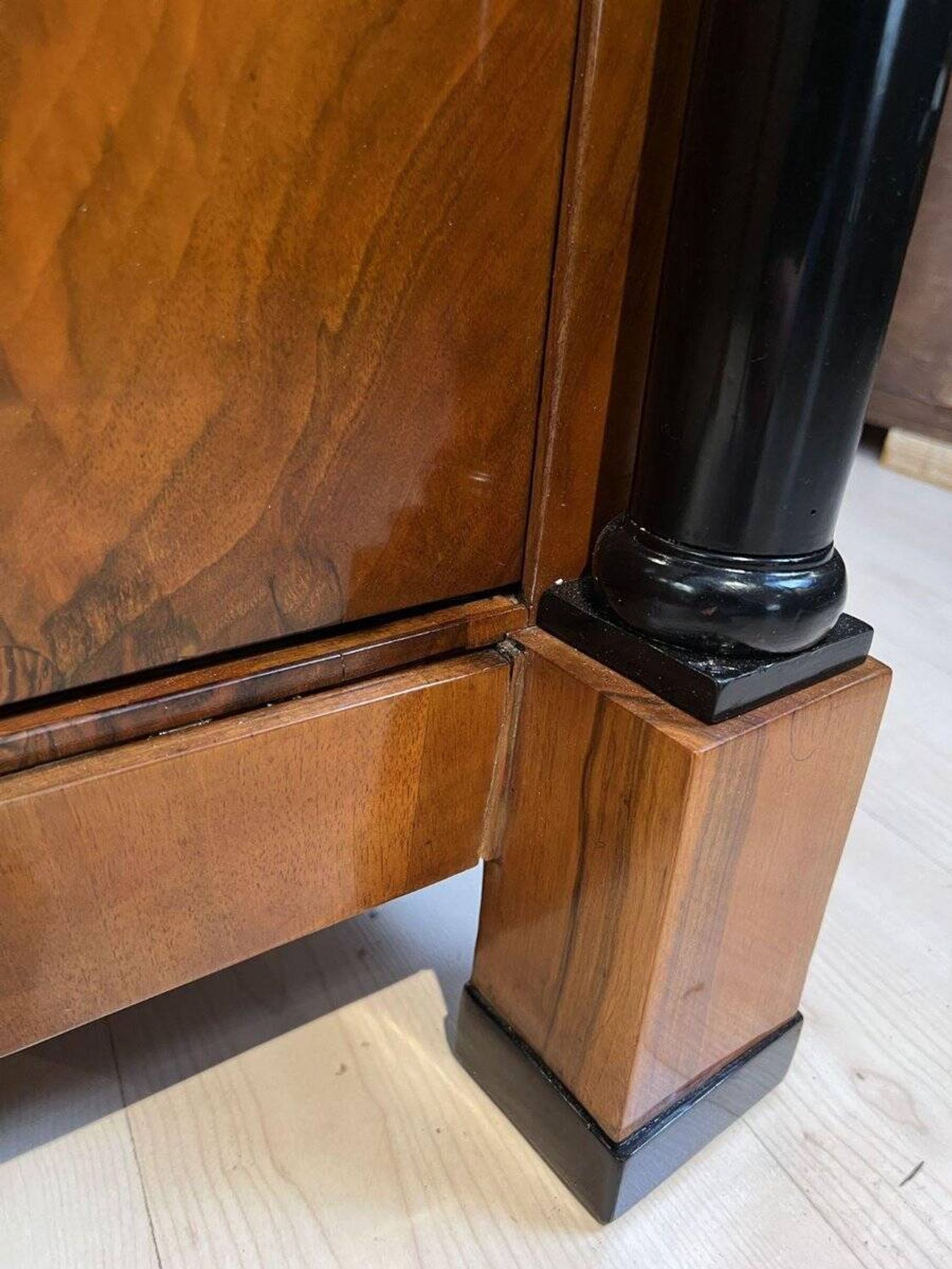Large Biedermeier Half-Cabinet in Ebonized Walnut, South Germany, 1820
