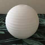 Spherical globe in white opal striated patterns