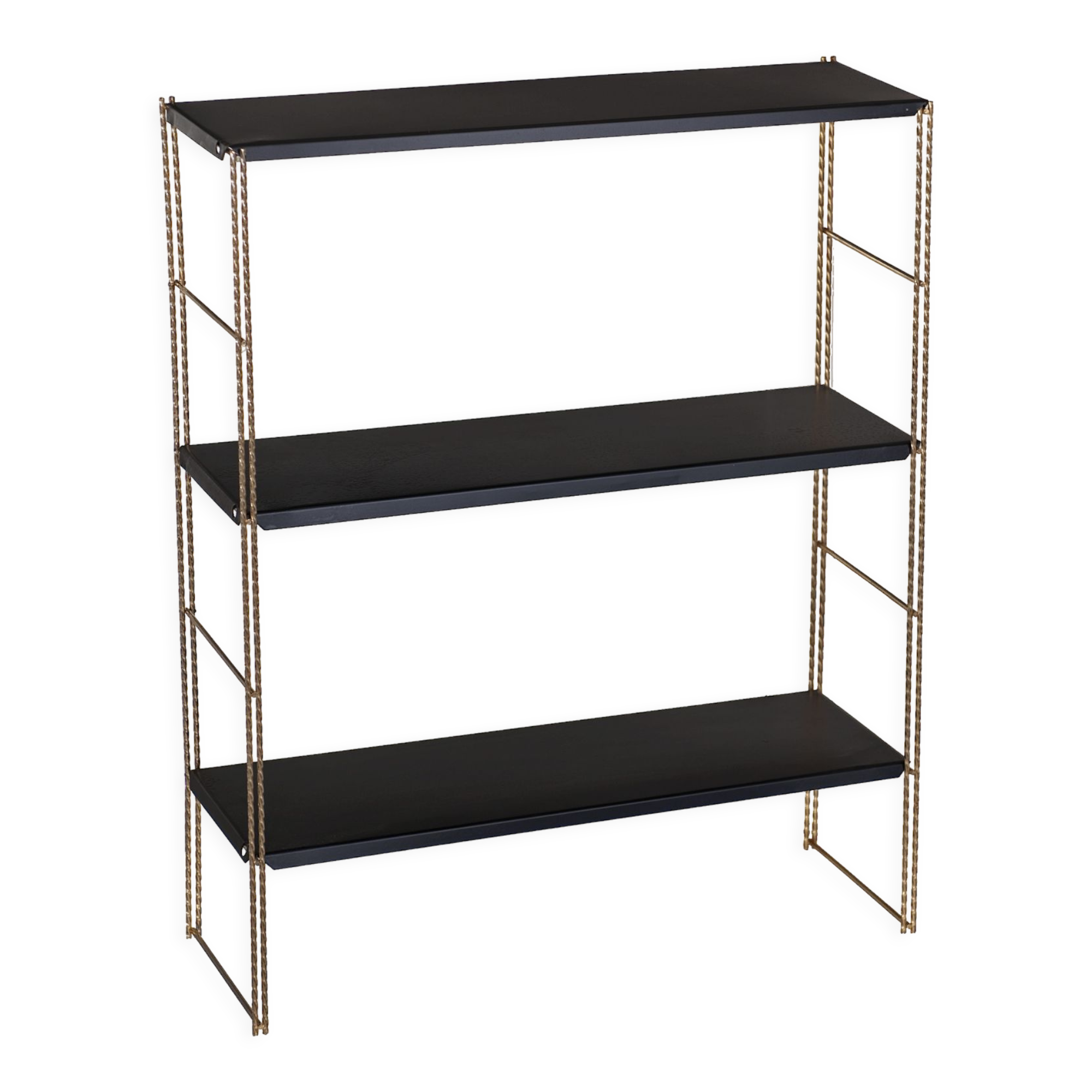 Wall shelf string in gold and black metal with twist year 60 n°1