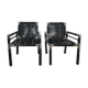 PAIR OF BAMBOO AND CHROME ARMCHAIRS, 1970's