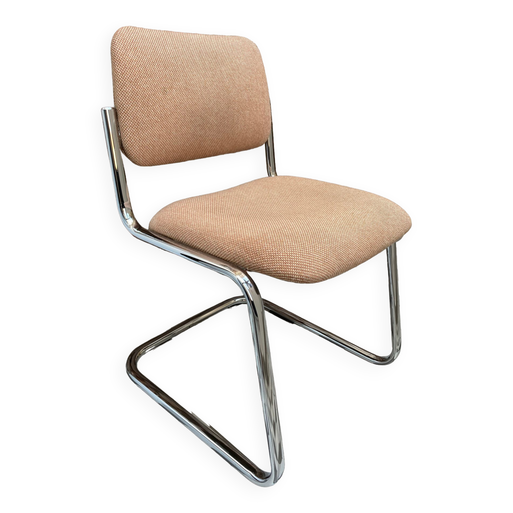 Office chair sled chrome and tweed