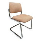 Office chair sled chrome and tweed