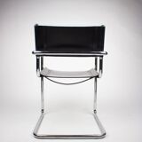 Pair of Matteo Grassi MG5 chairs in black leather and chrome