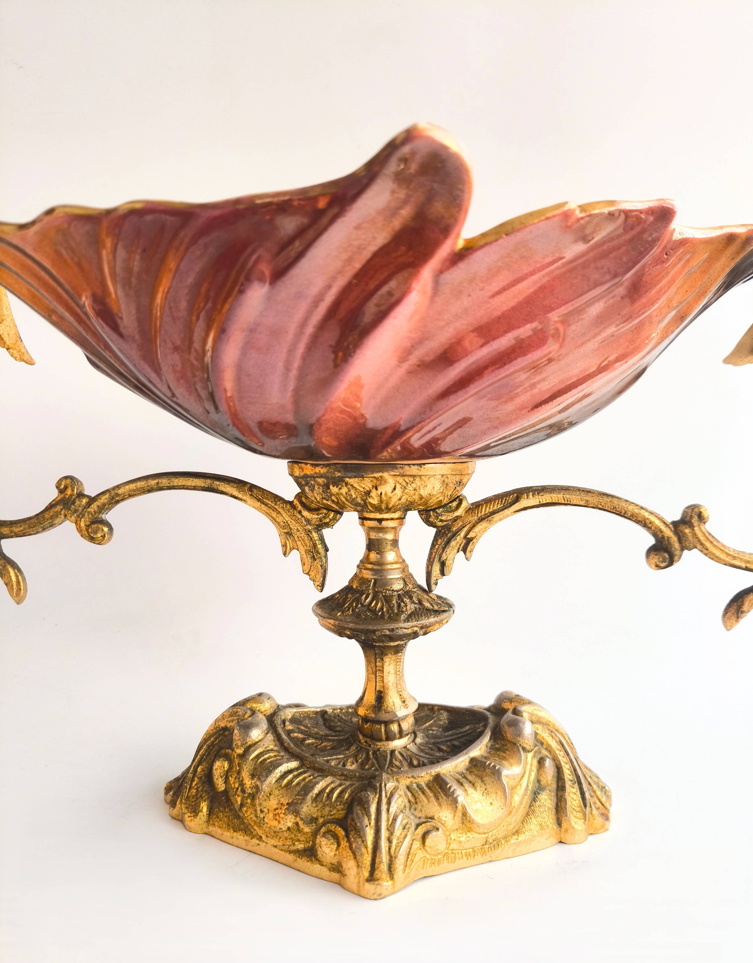 Late Art Deco bronze and porcelain centrepiece.
