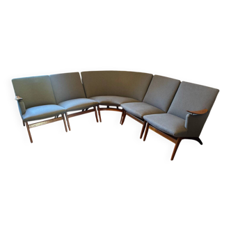 Banquette scandinave vintage Karl Sørlie & Sønner – restaurée, tissu D