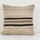 24" x 24" vintage minimalist style hemp pillow with original details, oversize wool turkish kilim