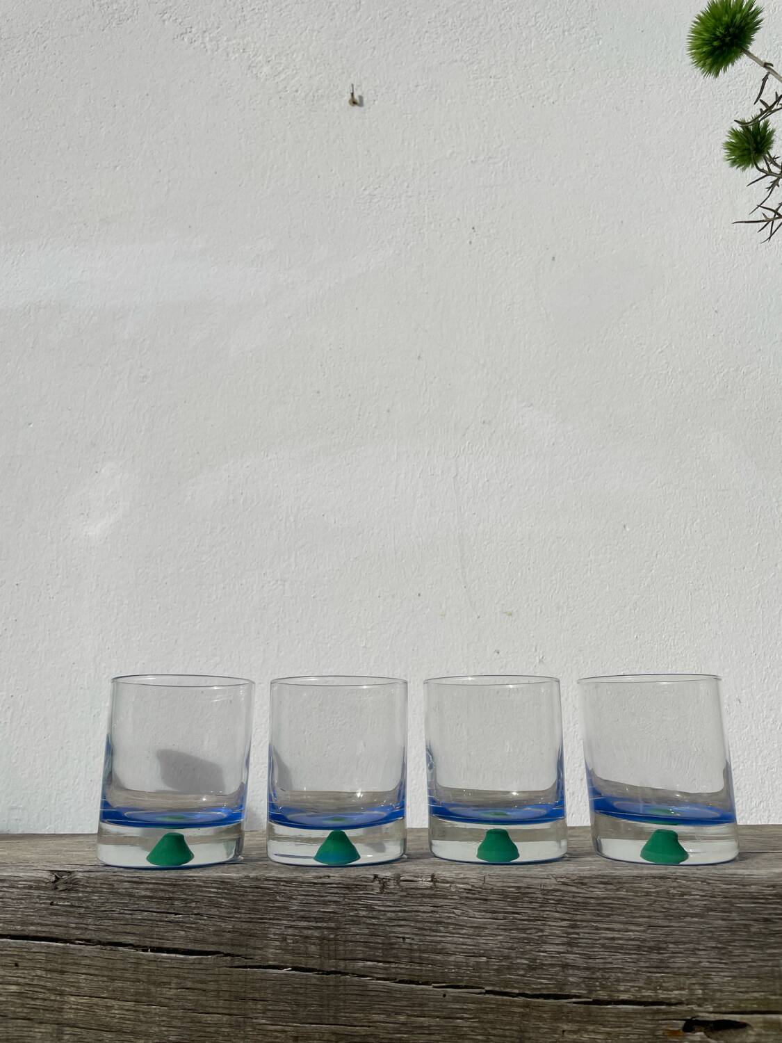 4 Verres à eau ou whisky Luminarc vert et bleu