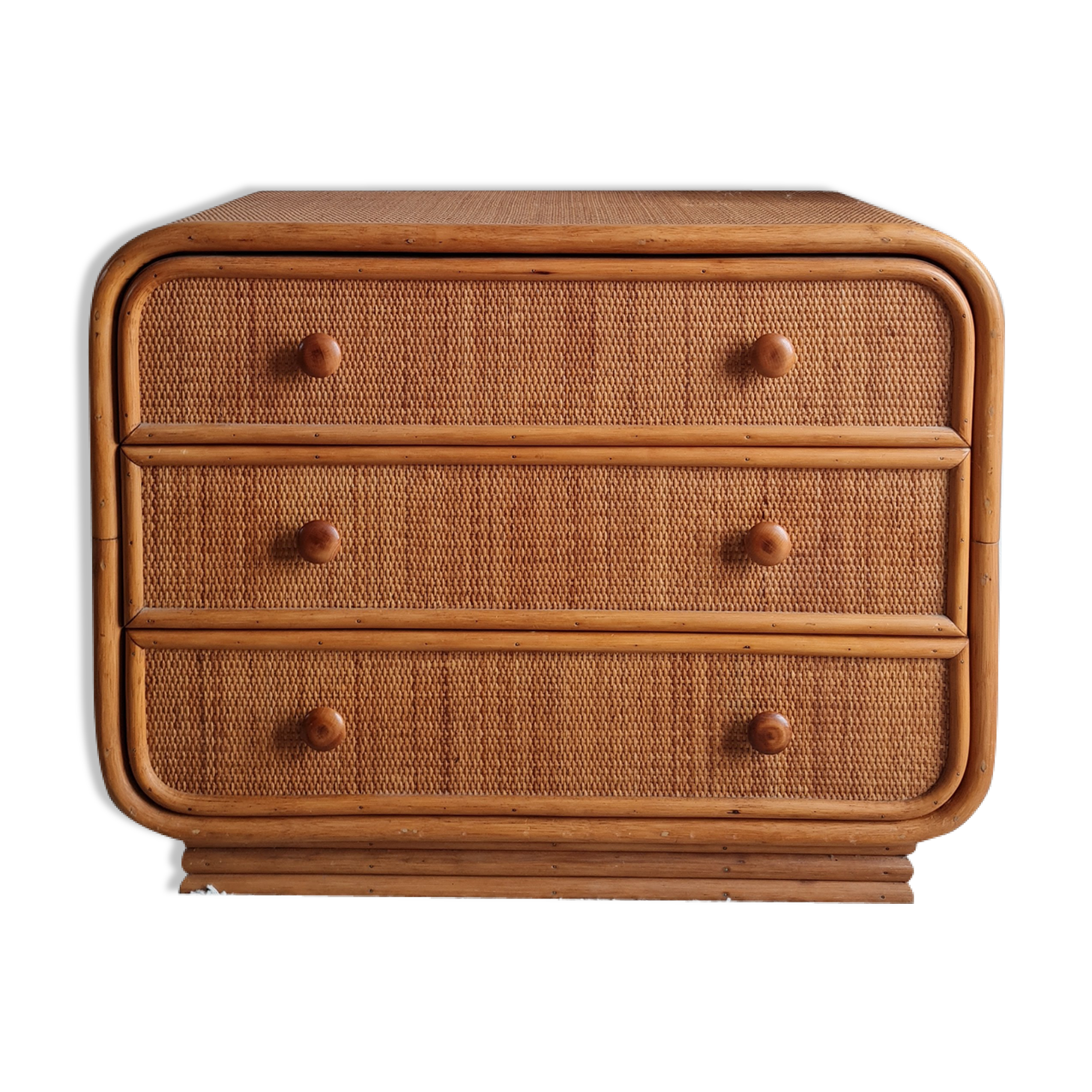 Commode en rotin vintage années 60