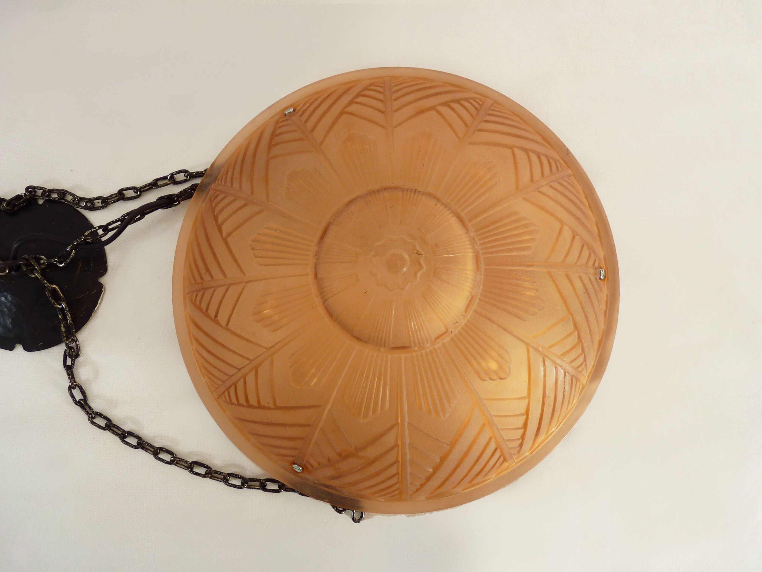 Suspension calysque Art Deco 1 Fire in glass paste