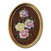 Acrylic on panel, oval gilded wooden frame, bohemian countryside.