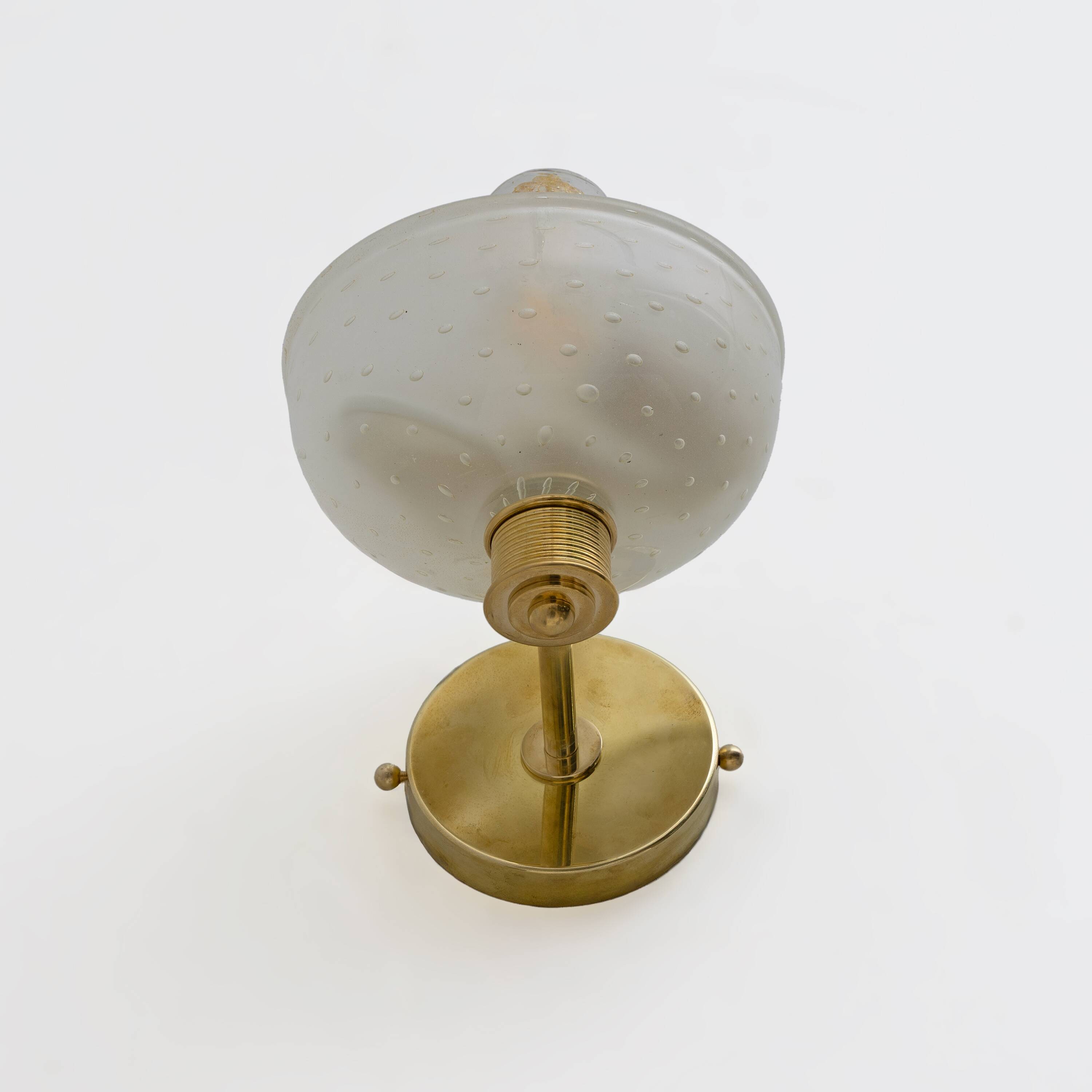 Attributed to Barovier & Toso Brass and Pulegoso Murano Glass Sconces, Pair