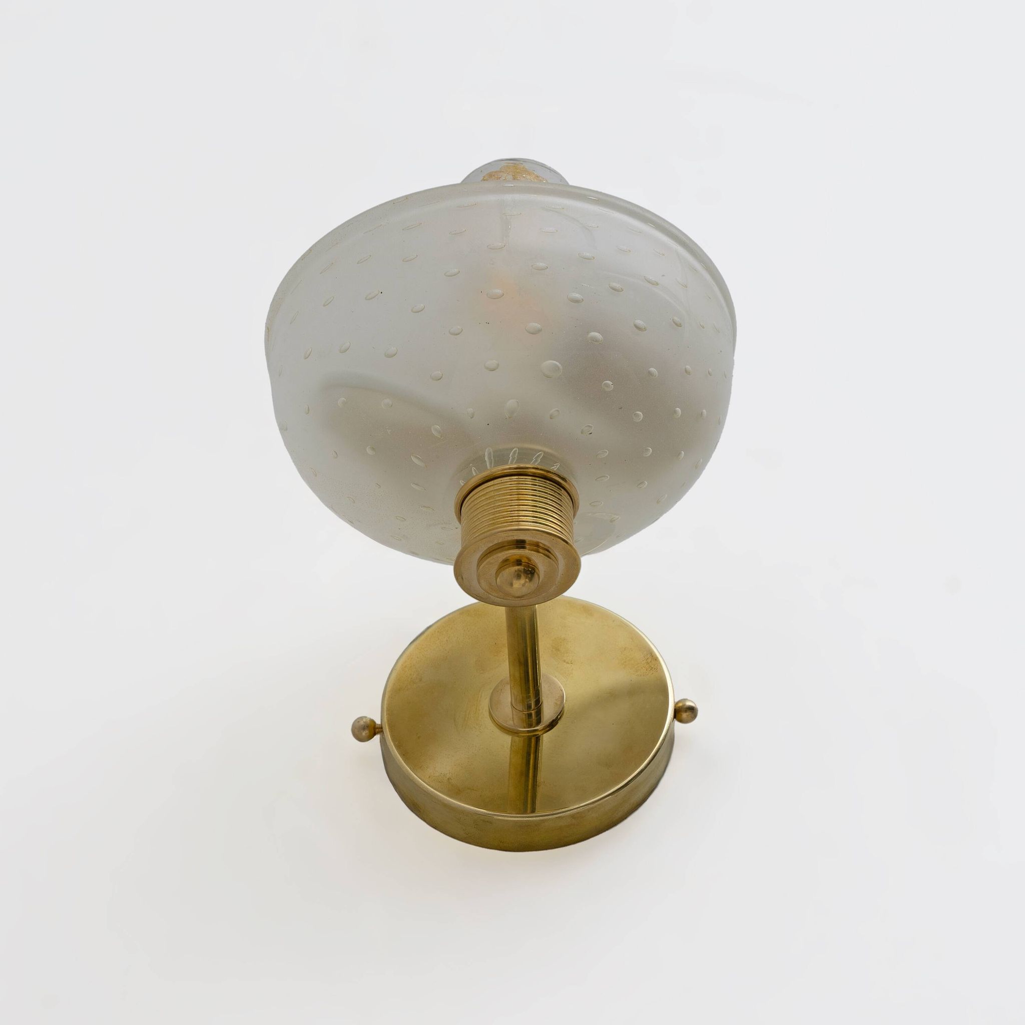 Attributed to Barovier & Toso Brass and Pulegoso Murano Glass Sconces, Pair