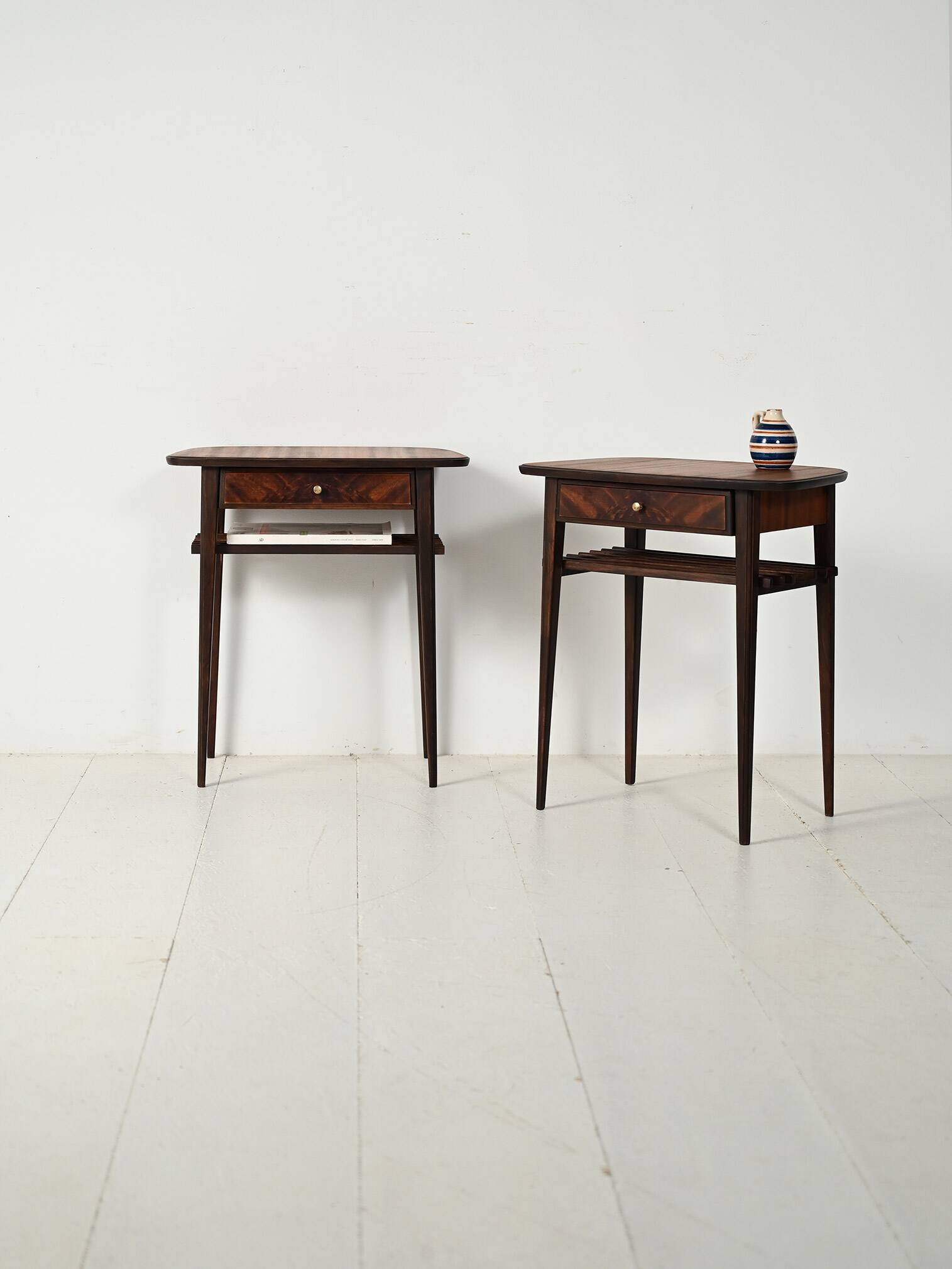 Pair of Scandinavian Mahogany Nightstands, 1950s