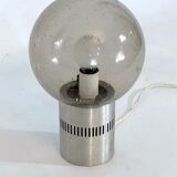 Stilux Milano, Mid-century aluminum and bullicante glass table lamp