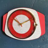 Vintage formica clock silent wall clock "Rouge Gris"