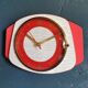 Vintage formica clock silent wall clock "Rouge Gris"