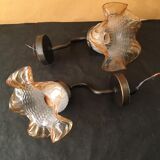 2 sconces with tulips skirted white and yellow