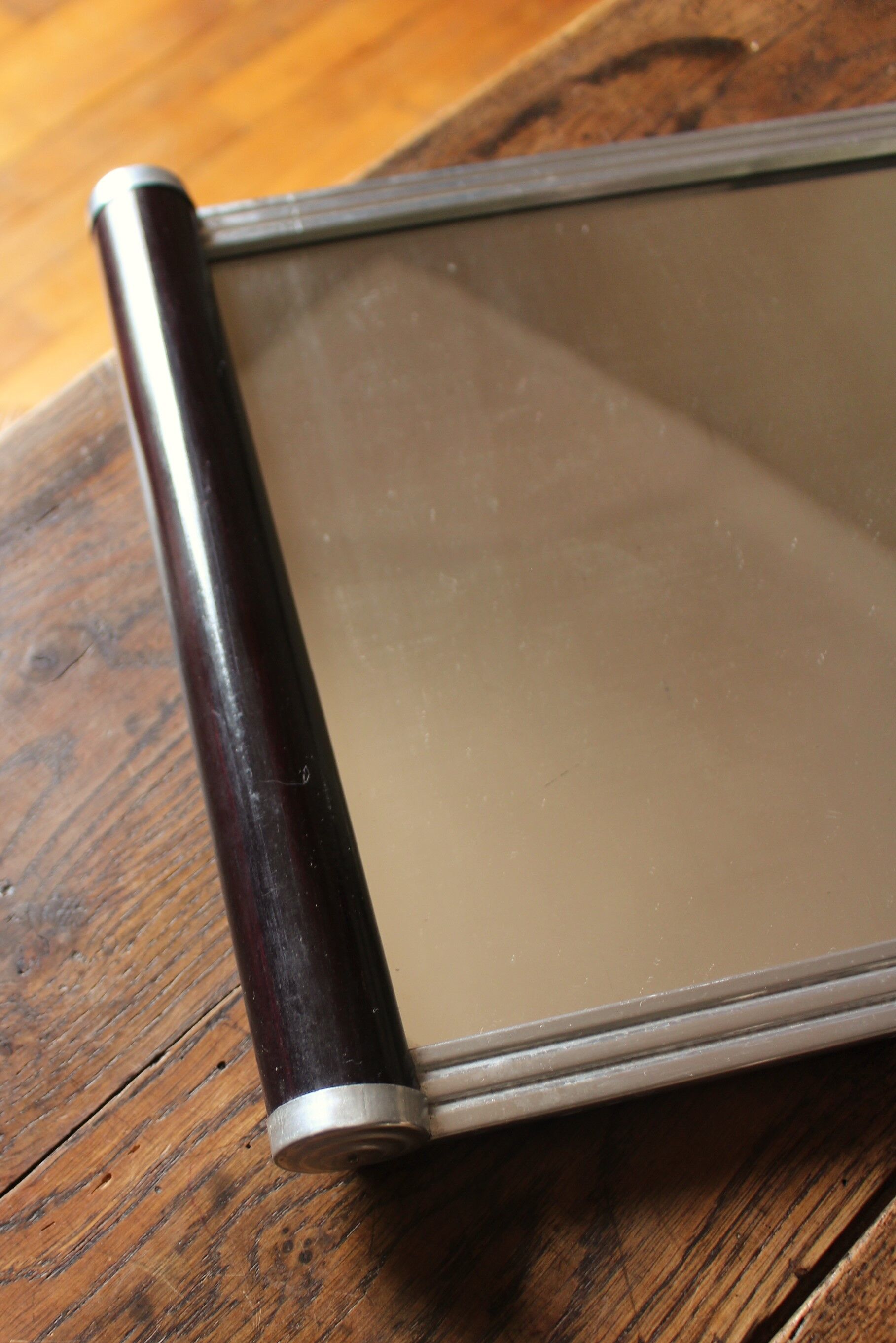 Vintage mirror top rectangle wood metal