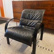 Pair of "Polhem" armchairs in leather by Tord Björklund for IKEA 1980.